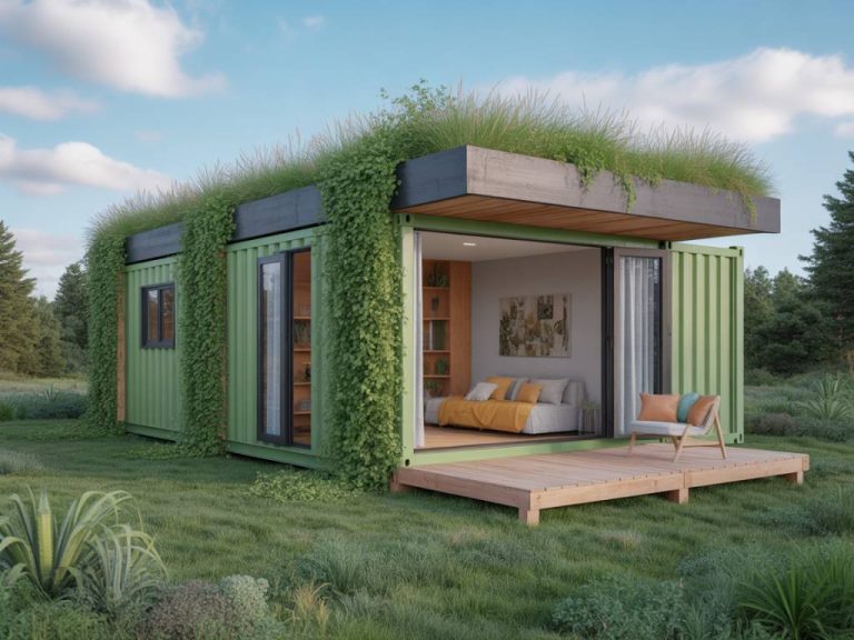Green roofs and living walls on container houses to improve insulation and biodiversity