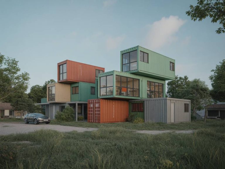 Designing community housing projects using clusters of recycled containers
