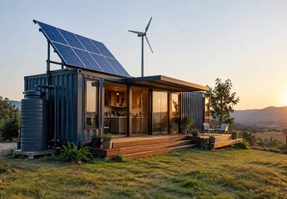 Off grid buildings: designing sustainable container homes with renewable energy systems