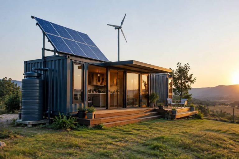 Off grid buildings: designing sustainable container homes with renewable energy systems
